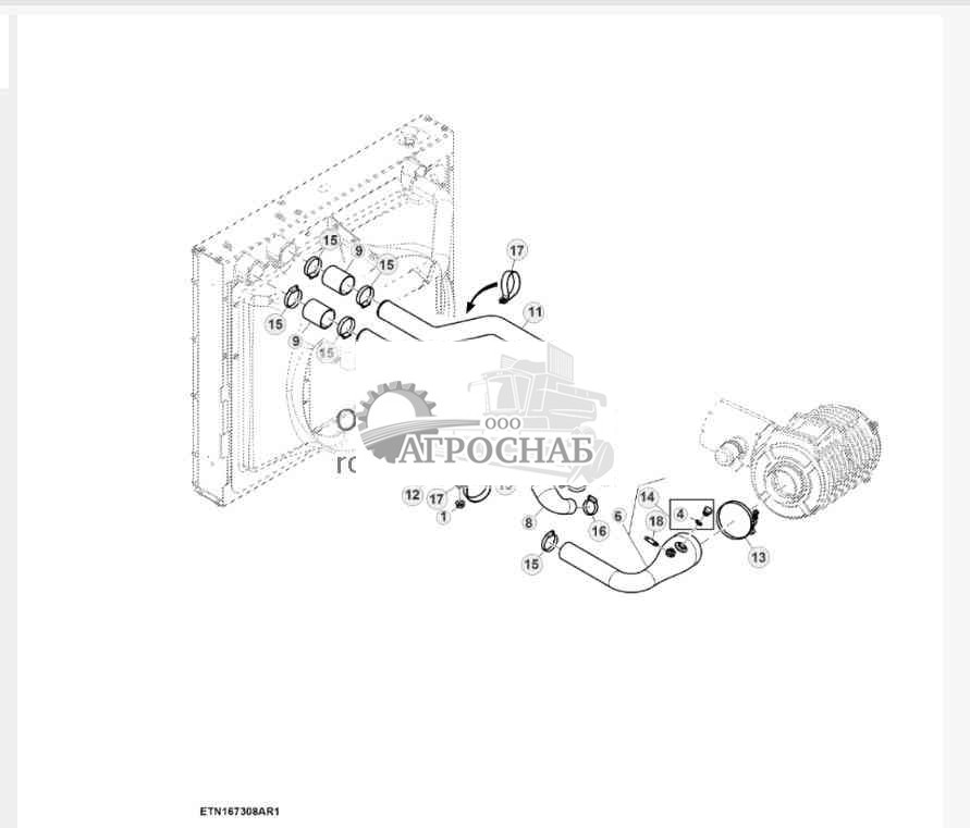 Шланги охладителя наддувочного воздуха и воздухозаборника, Tier 2 